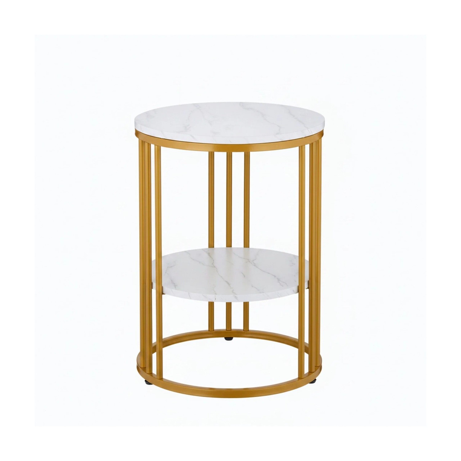 Relaxdays Beistelltisch Eisen MDF Weiß Gold Marmoroptik Höhenverstellbar 56 cm x 40 cm 3,8 kg