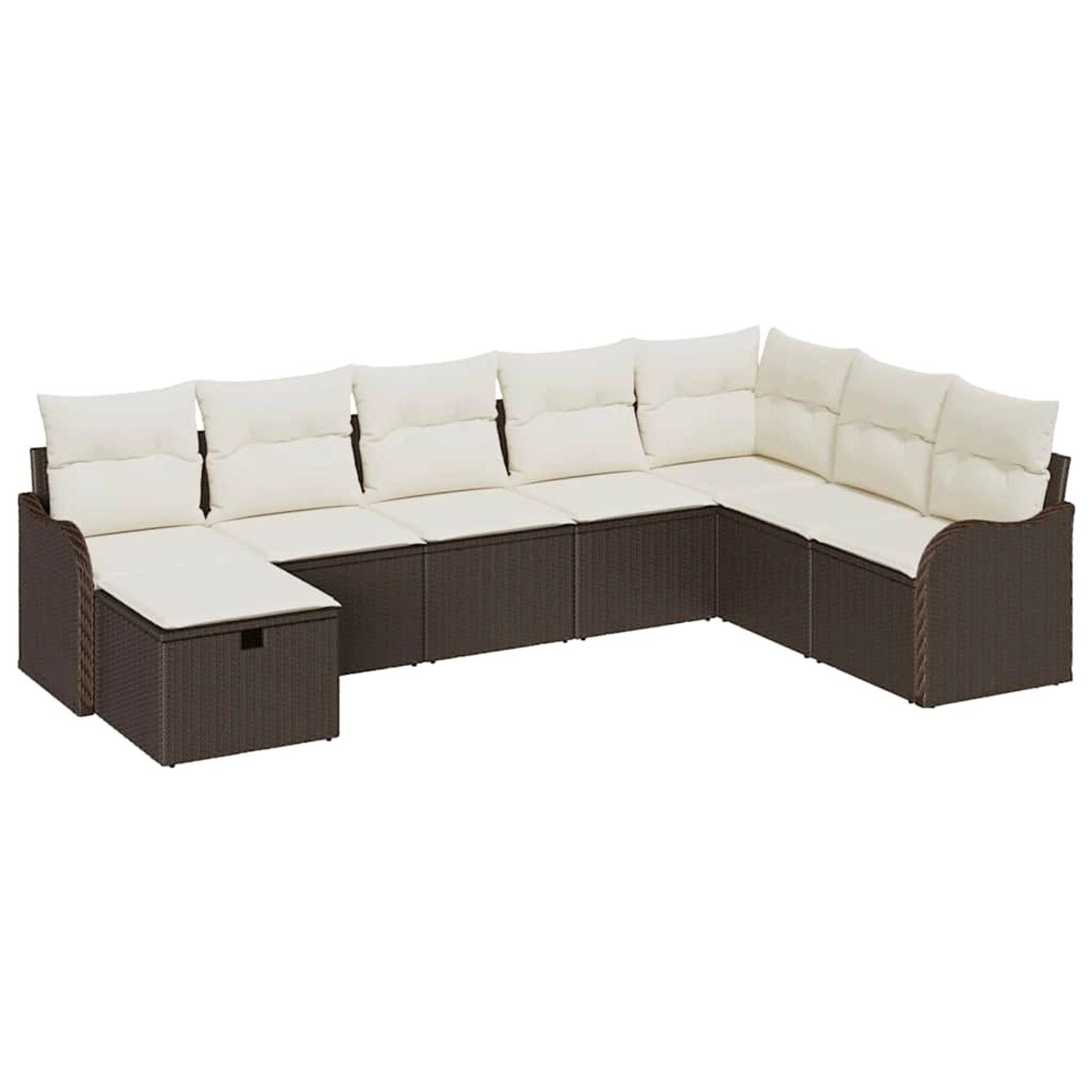 vidaXL Garten-Sofa-Set mit Kissen mit Speicher 8-Tlg Braun Poly Rattan 3360 günstig online kaufen