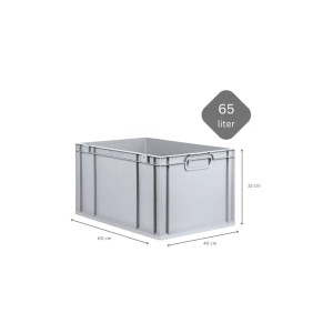 Graue PROREGAL Eurobox NextGen Grip, 65 Liter, 32x40x60 cm, für Lagerung und Transport.
