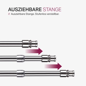 Bestlivings Cafehausstange, glänzend silber, ausziehbar von 50-75cm, für Scheibengardinen.