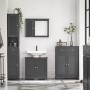 Grauer SoBuy Waschbeckenunterschrank mit 2 Lamellentüren unter weißem Waschbecken. Moderner Badschrank 60x58x35cm.