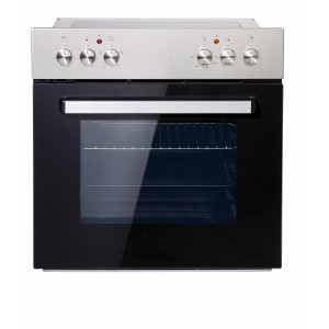 PKM Einbauherd-Set BIC3 I-KP-IX-2/2 Edelstahl mit schwarzer Backofentür und silbernem Bedienfeld.