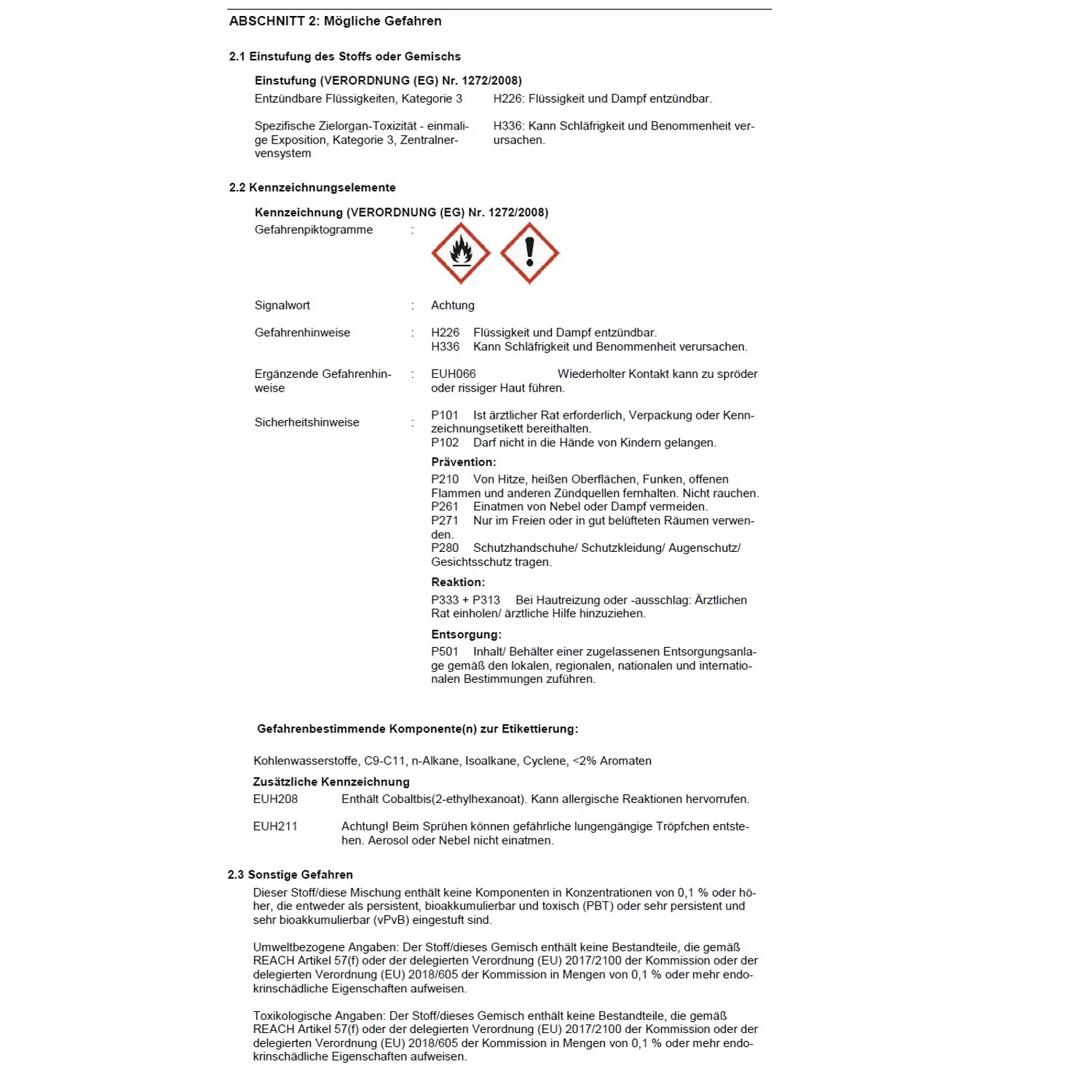 Sicherheitsdatenblatt: Gefahrenhinweise und Sicherheitsvorkehrungen für chemische Produkte.
