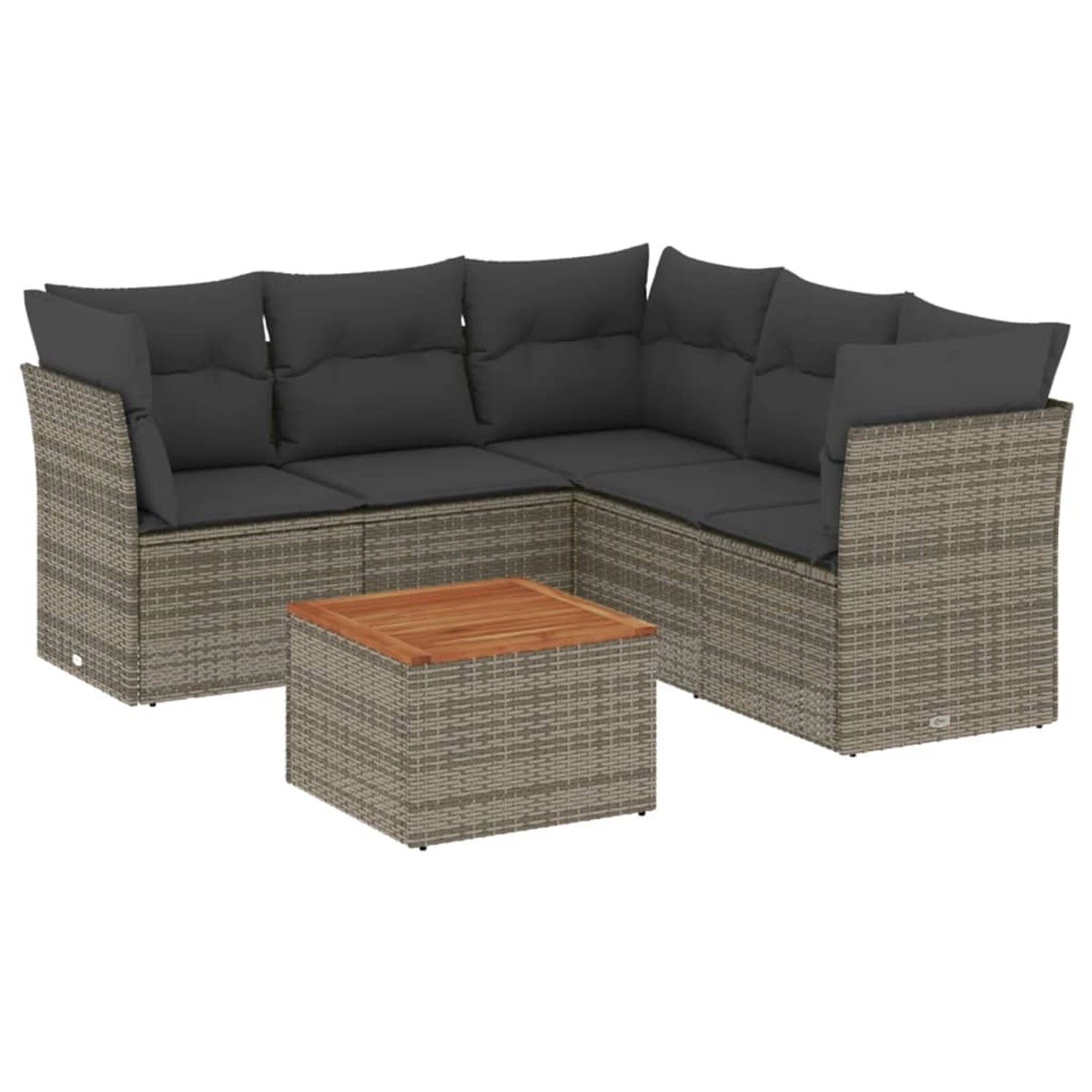 vidaXL 6-Tlg Garten-Sofagarnitur mit Kissen Grau Poly Rattan 3255969 günstig online kaufen