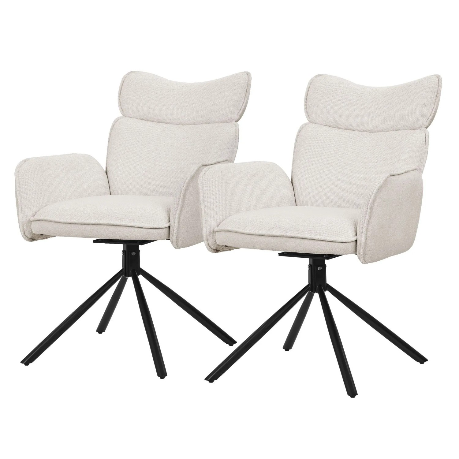 ML-Design Esszimmerstühle Drehbar 2er Set Beige mit Stoffbezug