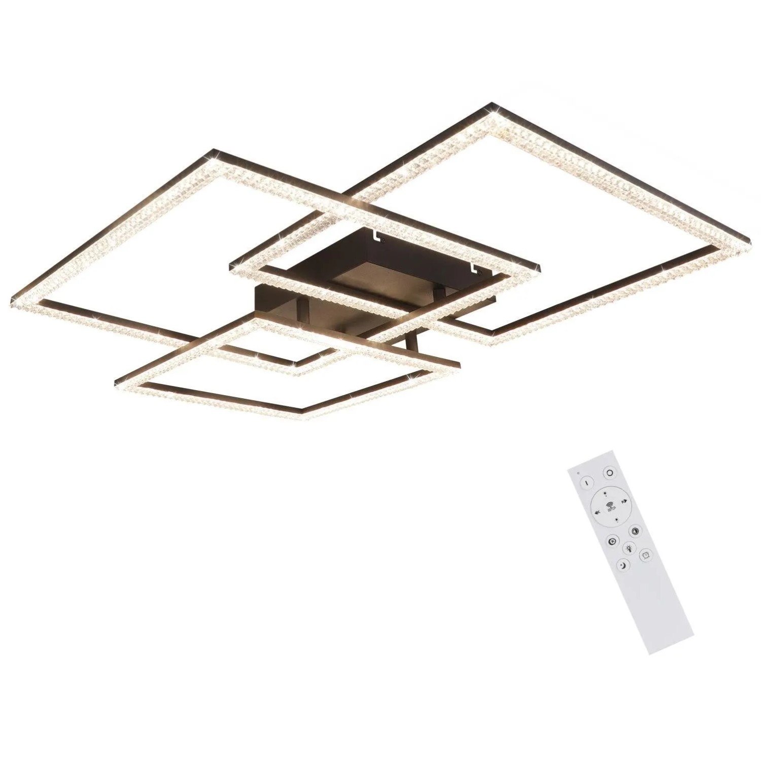 ZMH LED-Deckenleuchte Modern Kristall Schwarz 75 cm Dimmbar mit Fernbedienung