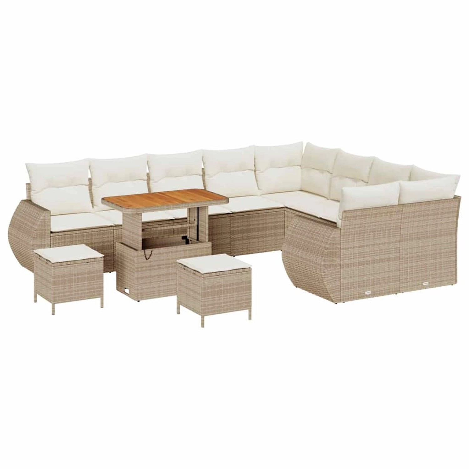 vidaXL Garten-Sofa-Set 12-Tlg Beige Poly Rattan 3361916 günstig online kaufen