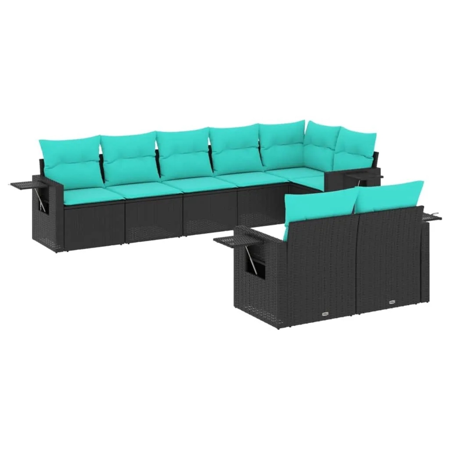 vidaXL 8-Tlg Gartensofa-Set mit Kissen Schwarz Polyrattan 3220416 günstig online kaufen