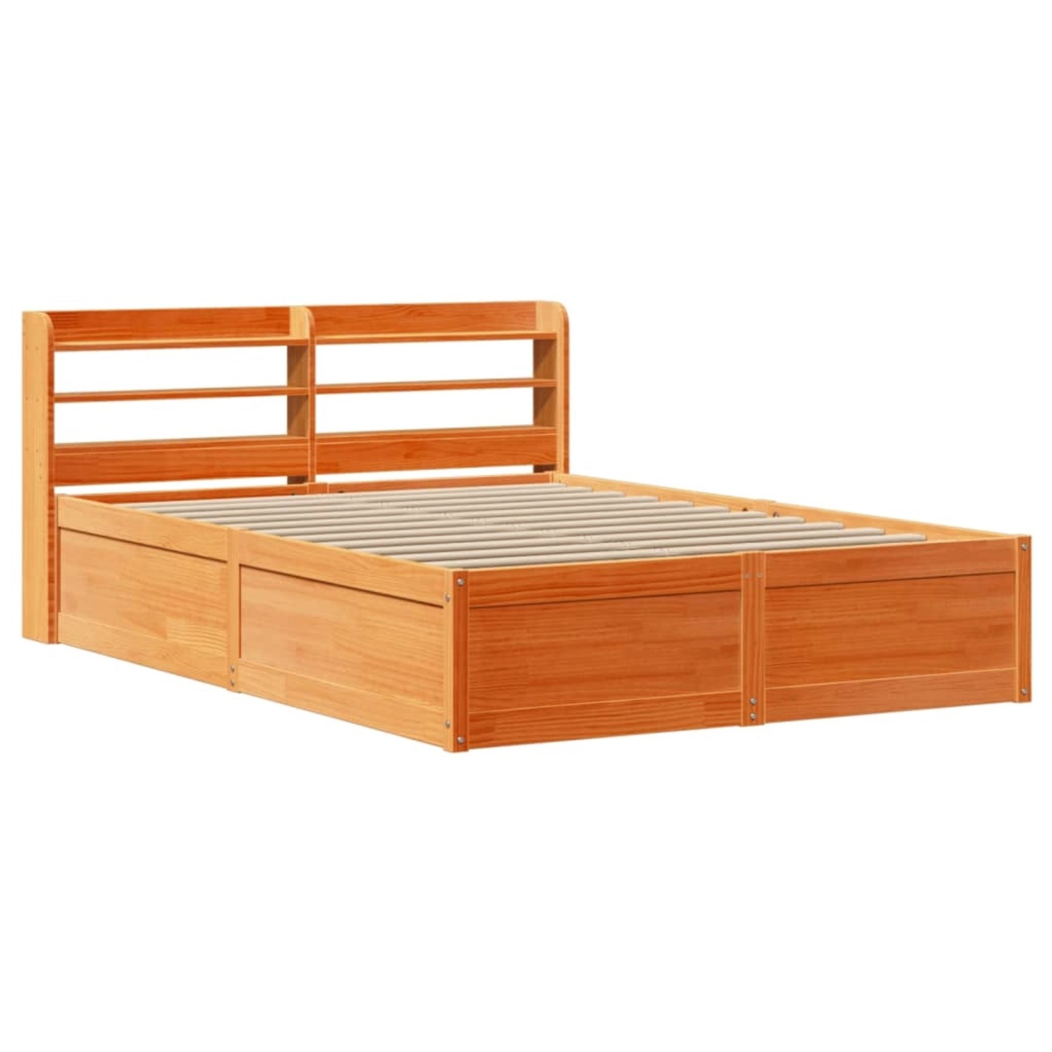 vidaXL Massivholzbett mit Kopfteil Wachsbraun 120x200 cm Kiefer 3307088 günstig online kaufen