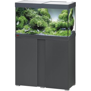 Eheim VivalineLED Aquarium-Komplettset, 126 l, Anthrazit mit Pflanzen und Abdeckung.