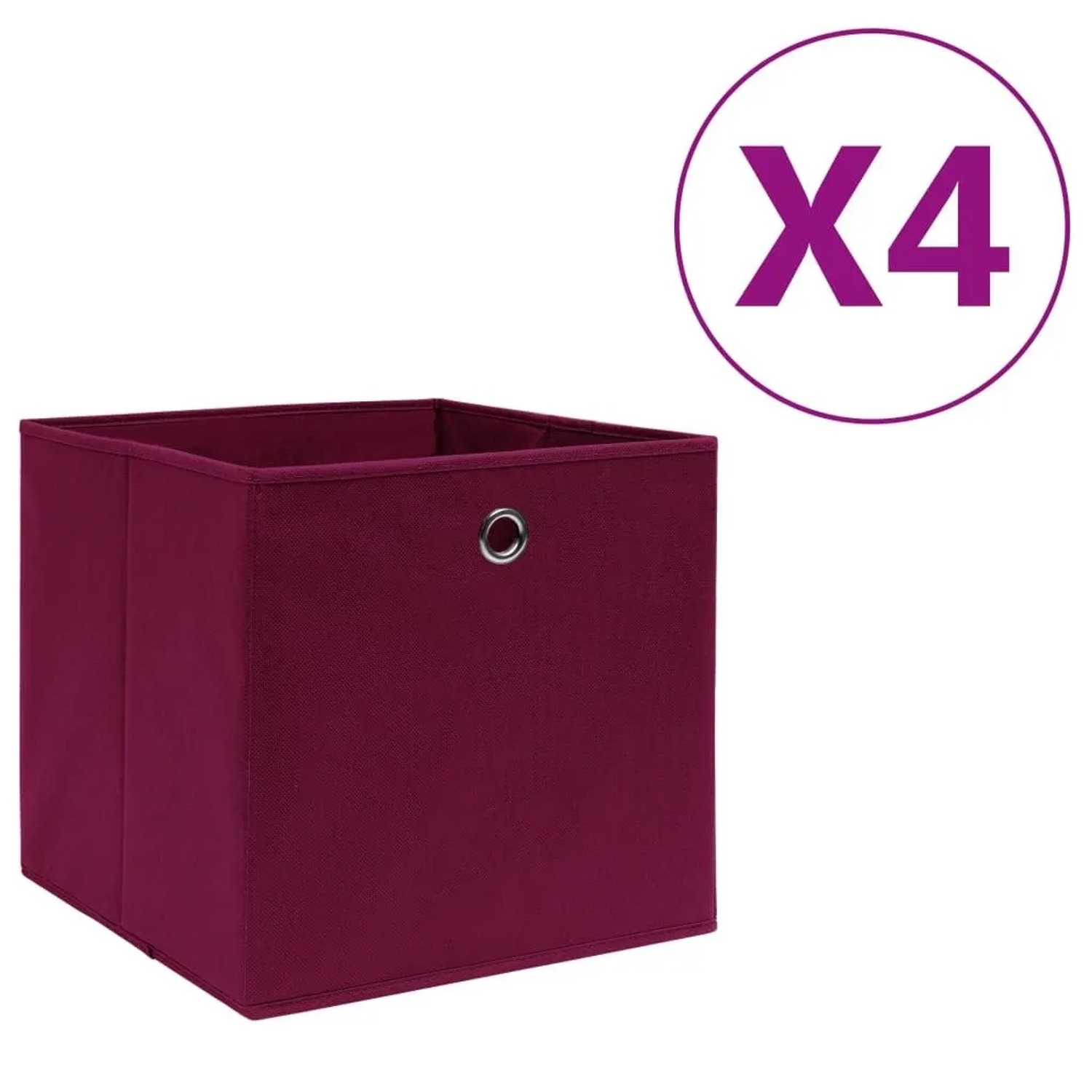 vidaXL Aufbewahrungsboxen 4 Stk Vliesstoff 28x28x28 cm Dunkelrot 325199