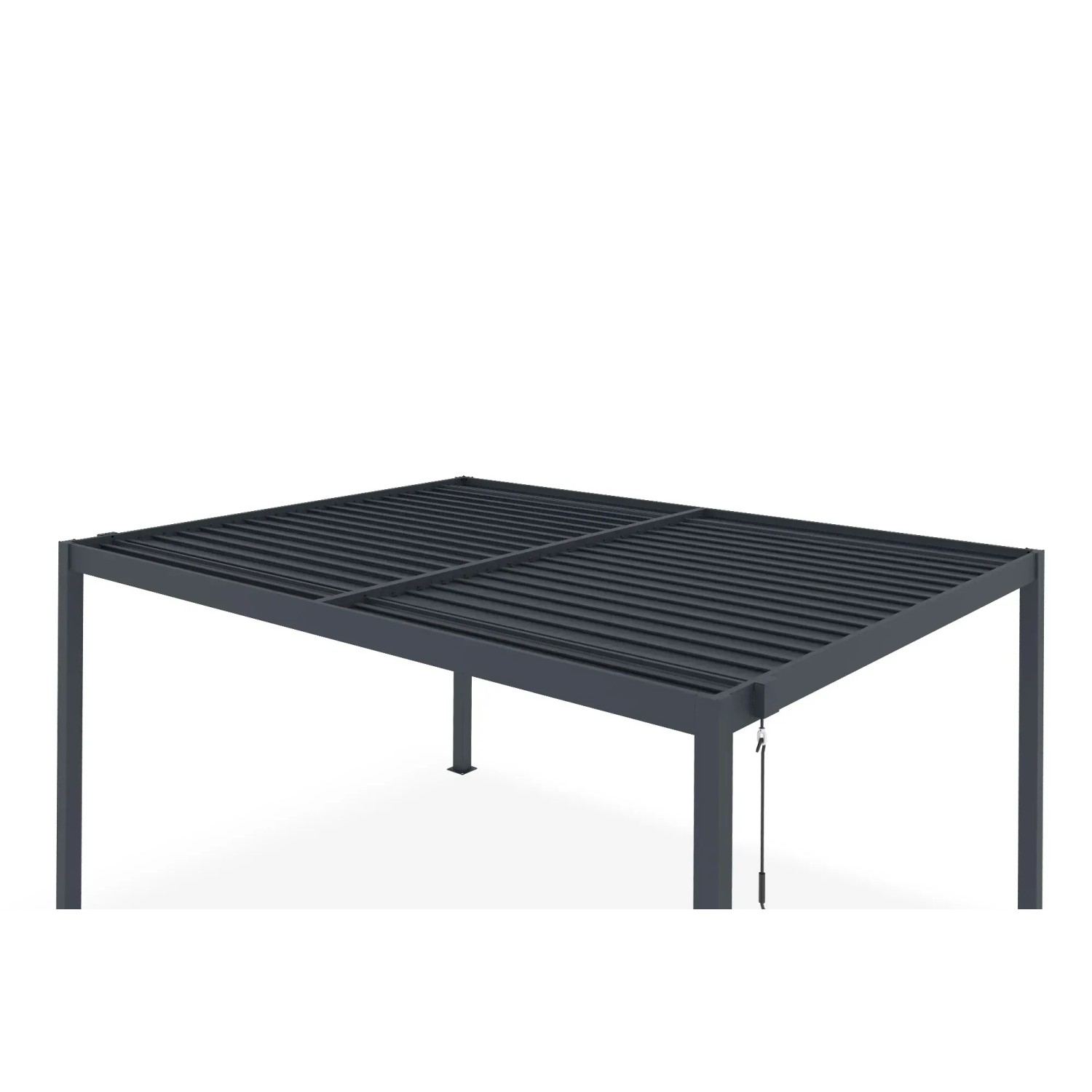 Cazeboo Piana bioklimatische Pergola, 4x3 m, grau. Selbsttragende Aluminium Pergola mit Stahl Lamellen.