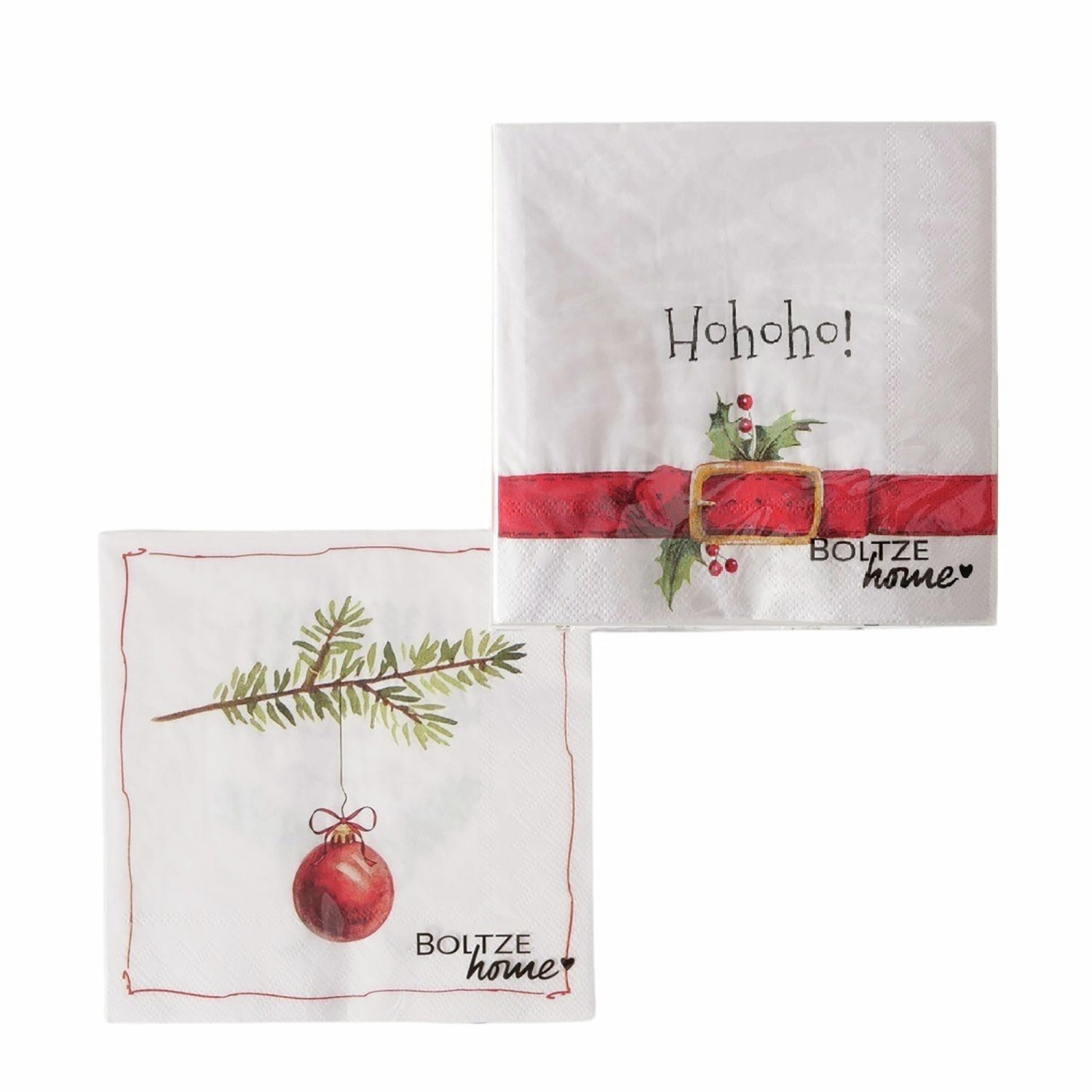 Boltze Servietten HoHoHo 16,5 x 16,5 x 3 cm Mehrfarbig 20-teilig 2-fach sor günstig online kaufen