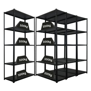 PROREGAL Mega Deal 4x Schraubregal Haldor HxBxT 180x90x40cm Fachlast 100 kg Schwarz