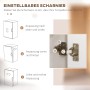 Einstellbares Scharnier des Küchenschranks von HOMCOM, Detailansicht mit Erläuterungen zur Justierung.