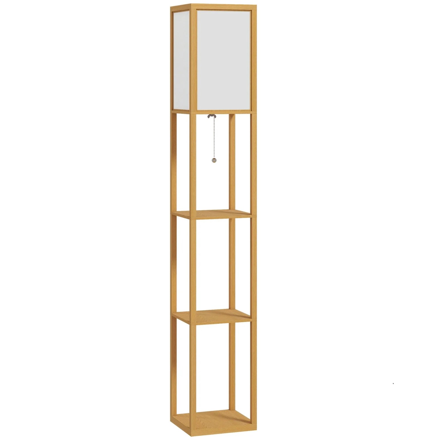 HOMCOM Stehleuchte MDF L26 x B26 x H160 cm Rotbuchefarbe+Weiß