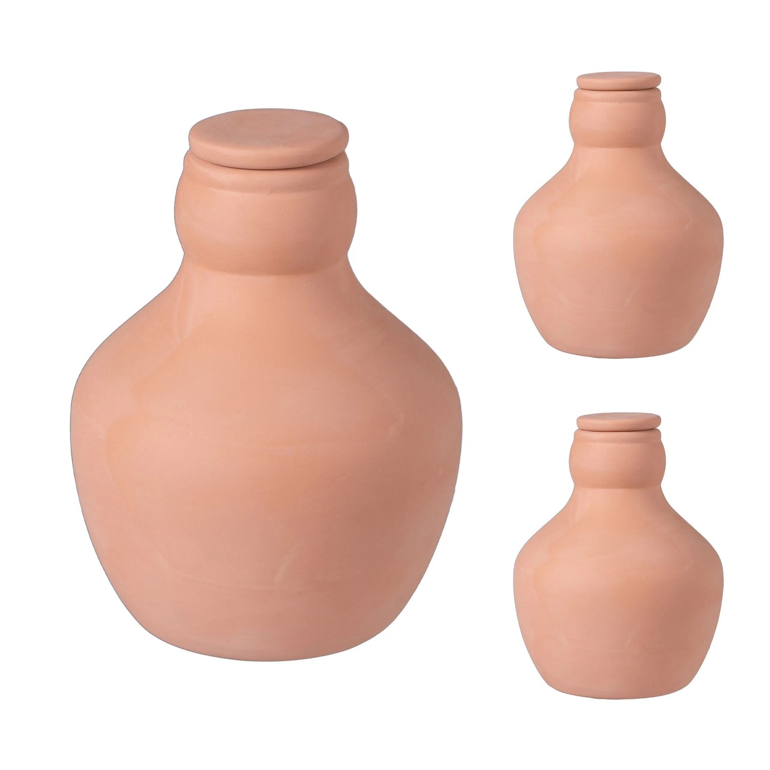 Relaxdays Ollas 3er Set Keramik Terrakotta Wassersparend 14 cm x 11 cm 500 ml