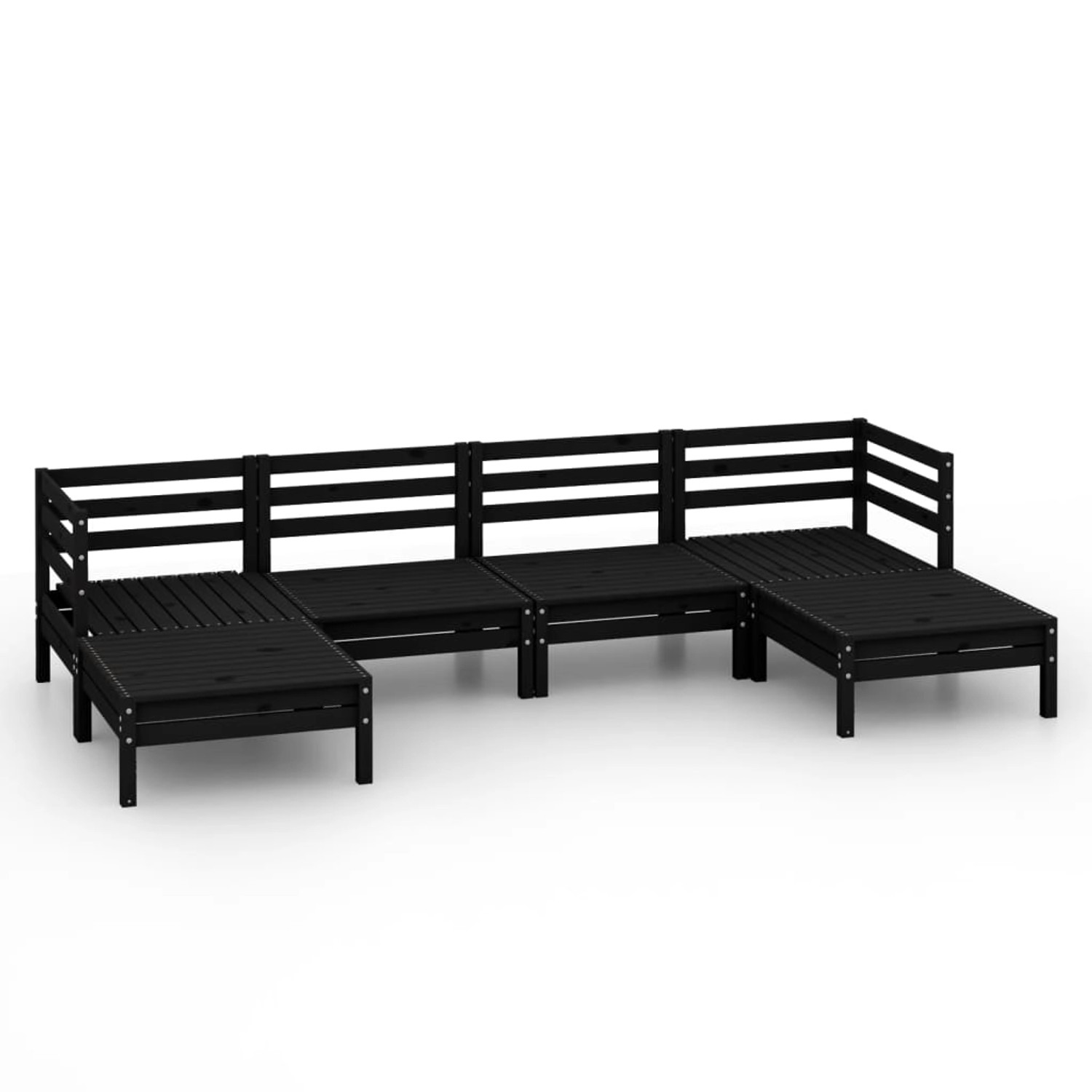 6-tlg. Garten-lounge-set Schwarz Massivholz Kiefer günstig online kaufen