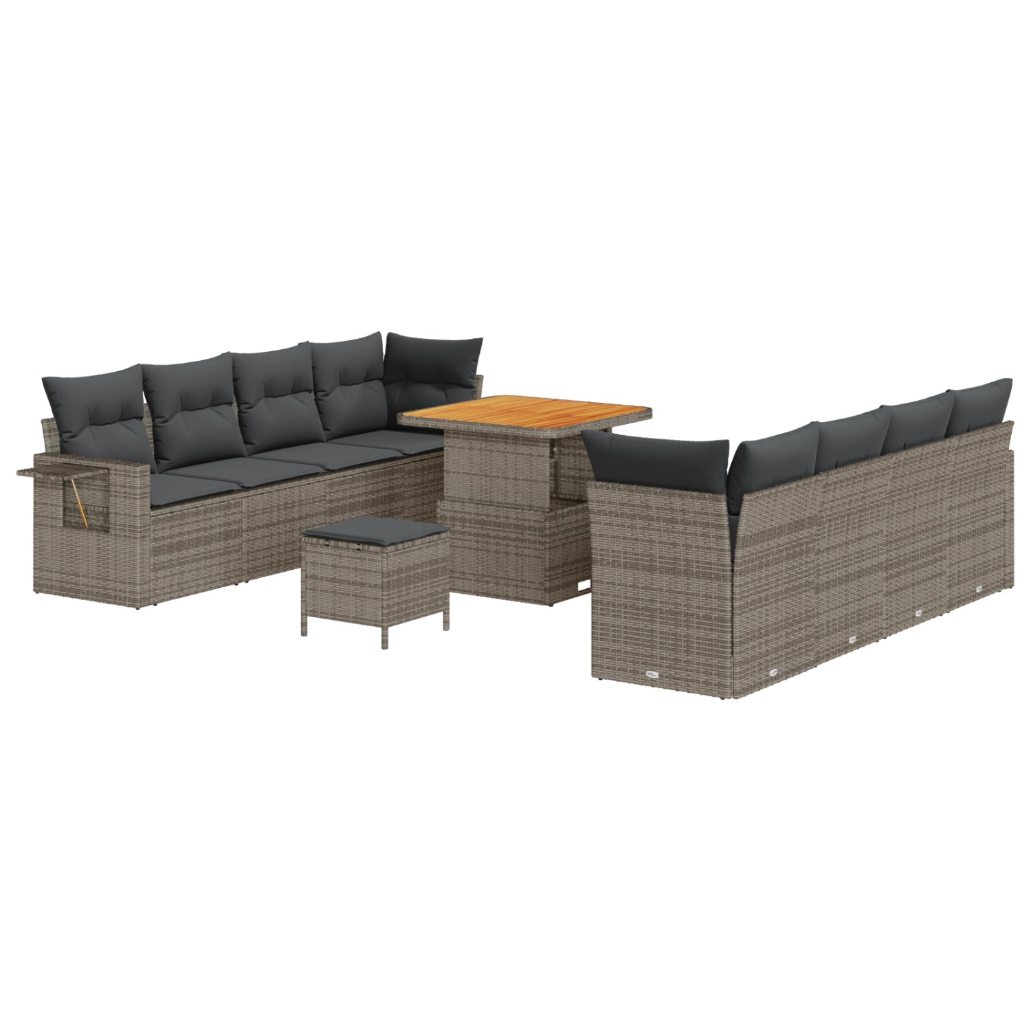 vidaXL Garten-Sofa-Set mit Speicher 11-Tlg Grau Poly Rattan 3361718 günstig online kaufen
