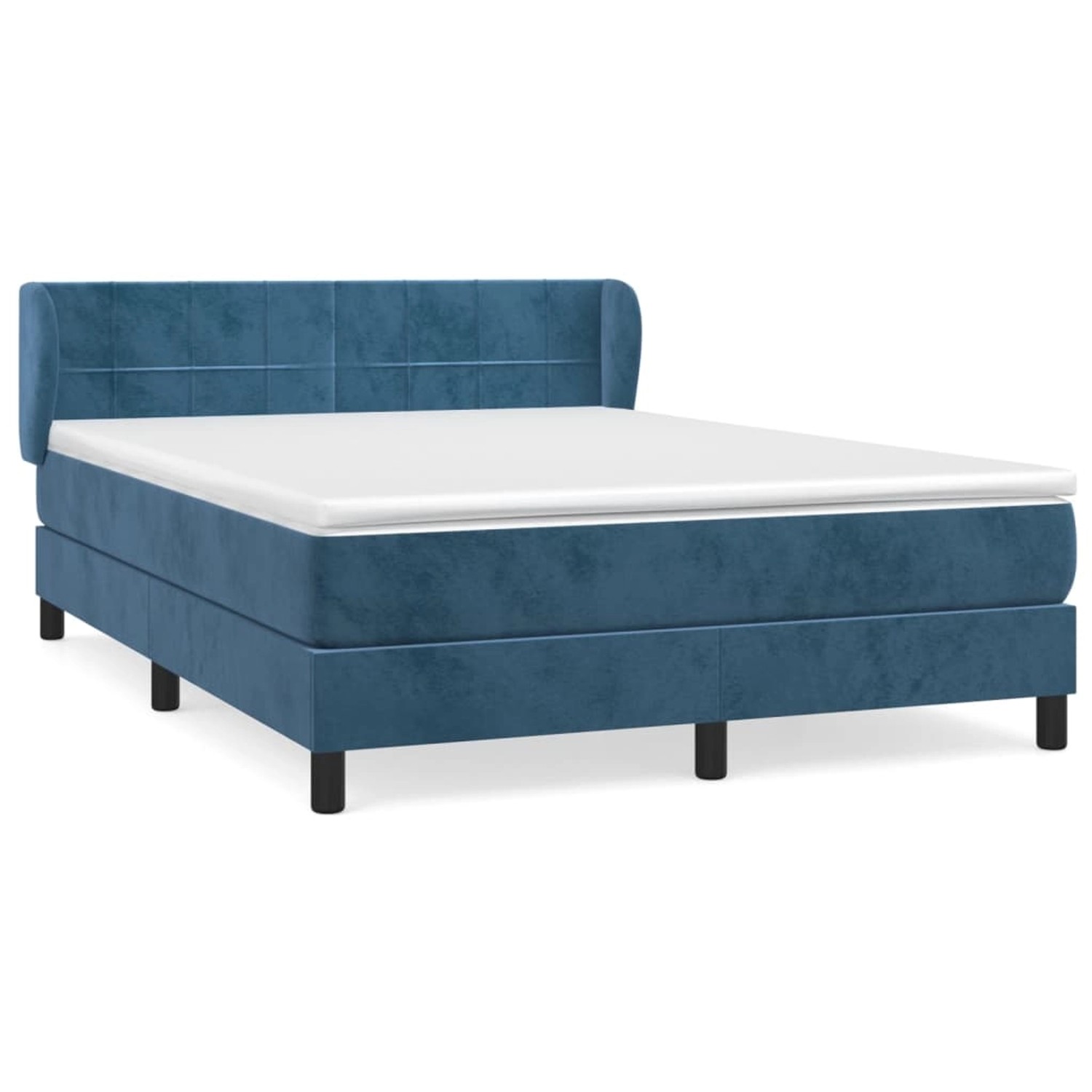 vidaXL Boxspringbett mit Matratze Dunkelblau 140x190 cm Samt1466927 günstig online kaufen