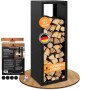 BLACK OAK Kaminholzregal YELLOWSTONE aus Stahl, pulverbeschichtet, für Innenbereich. Holzregal gefüllt mit Kaminholz.