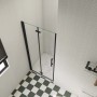 AICA Falttür Duschabtrennung mit schwarzem Rahmen, 100x185cm, 6mm ESG Glas.