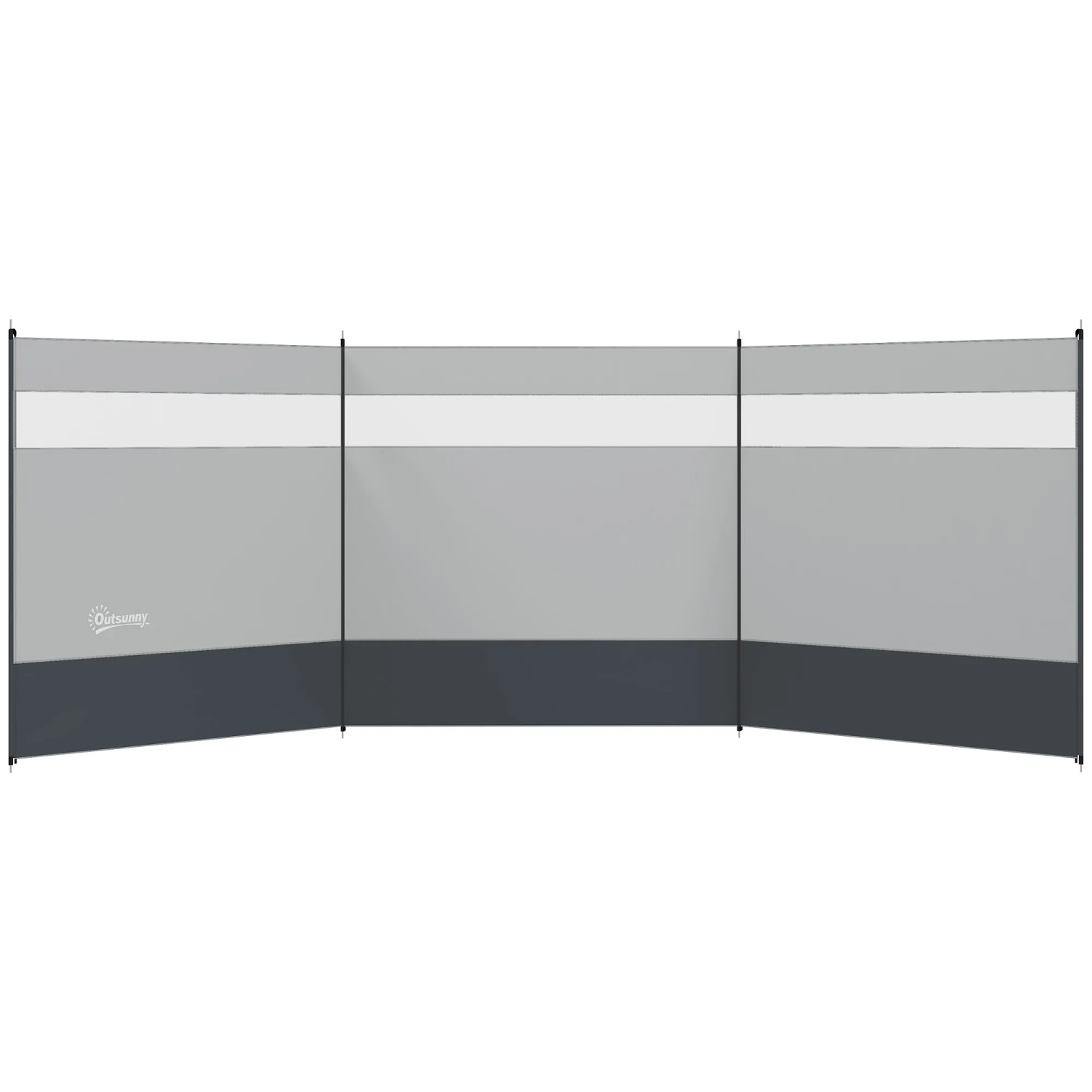 Outsunny Windschutz Polyester Stahl Grau 440L x 140H cm