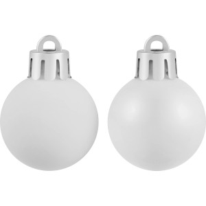 Weißes Christbaumkugel-Set, 9 Kunststoffkugeln à 3 cm Durchmesser für den Weihnachtsbaum.
