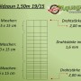 Grafik: Aquagart Wildzaun 150/19/15, Detailansicht der Maschengrößen und Drahtstärken.