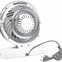 Weißer Vornado Energy Smart 6303DC Ventilator von hinten mit Kabel und Stecker.