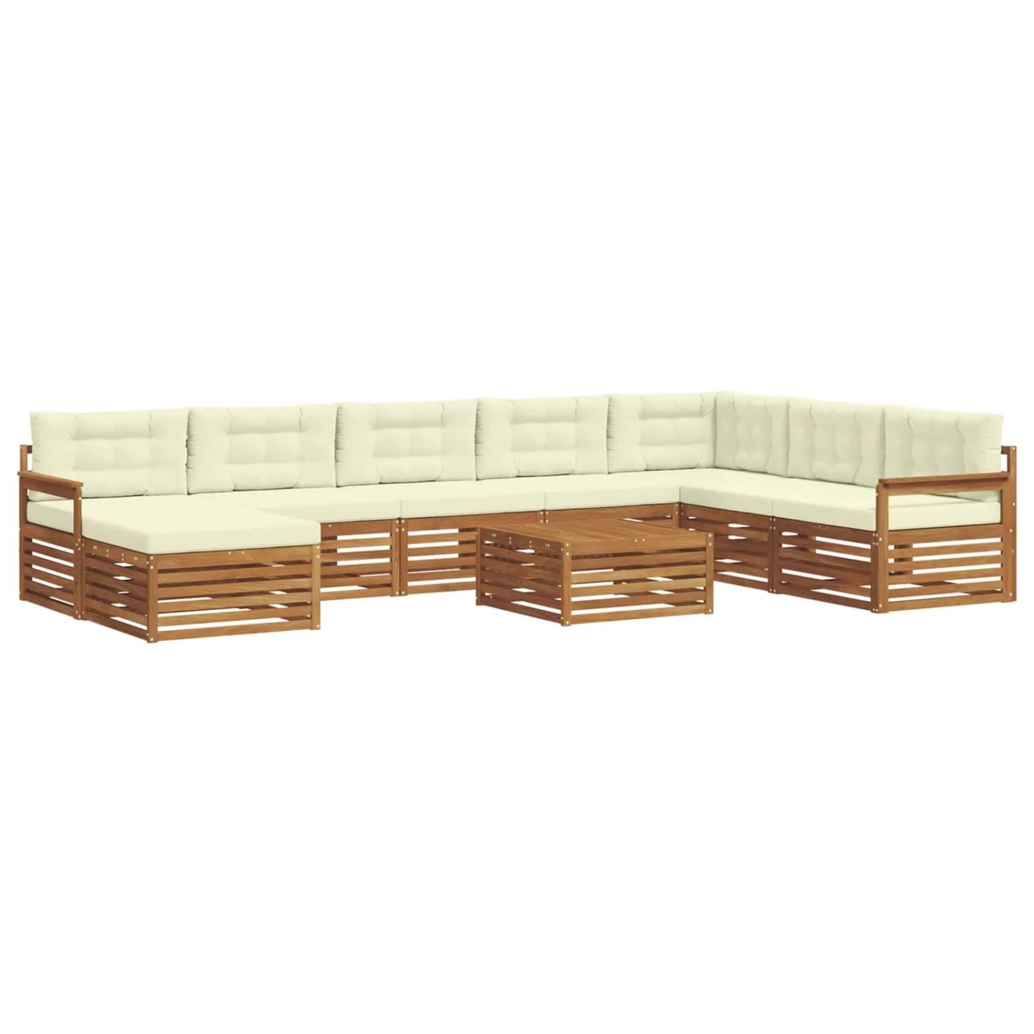vidaXL Sofagarnituren 9 Tlg Natur und Creme Massivholz Akazie 3373965
