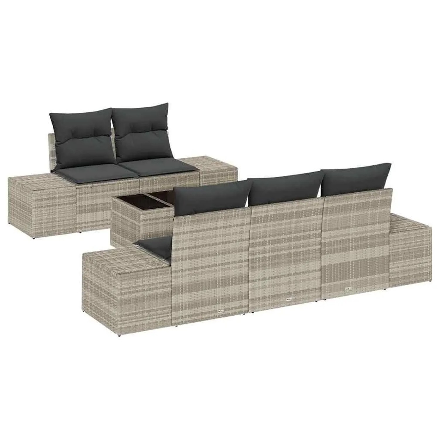 vidaXL Gartensofa-set 6-Tlg Hellgrau und Dunkelgrau Poly-Rattan 3355611