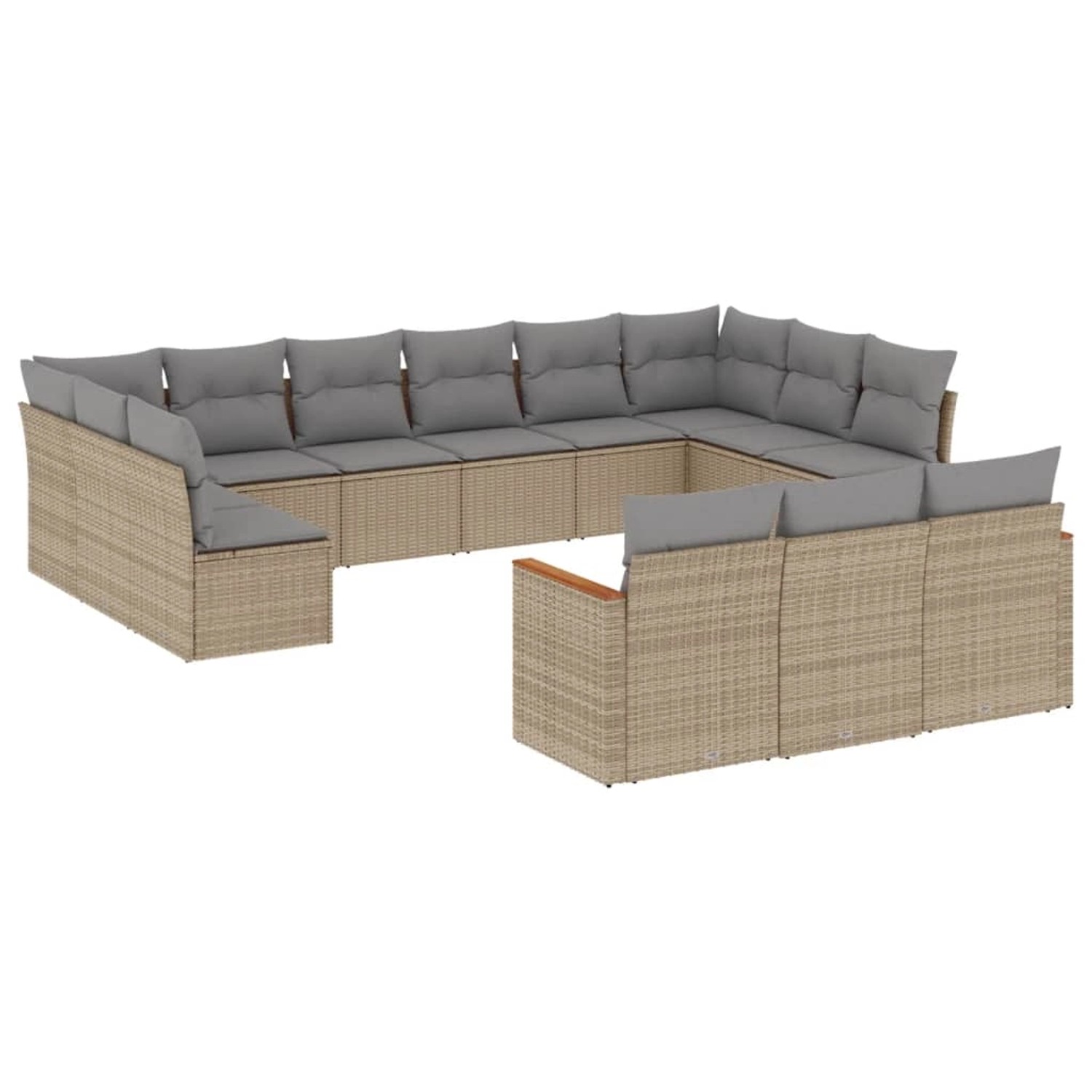 vidaXL 13-tlg Garten-Sofagarnitur mit Kissen Beige Poly Rattan Modell 70 günstig online kaufen