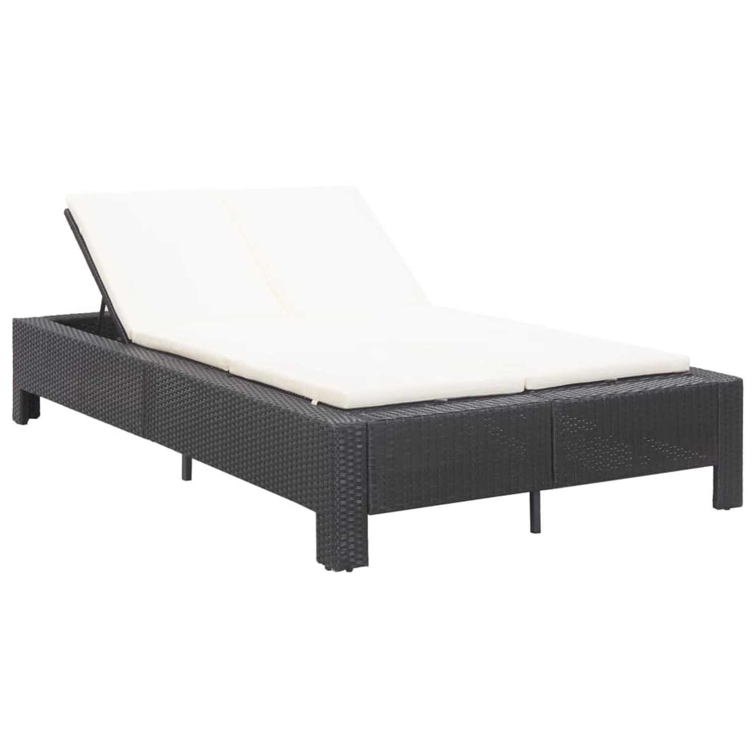 VidaXL 2-Personen-Sonnenliege mit Auflage Schwarz Poly Rattan Modell 1