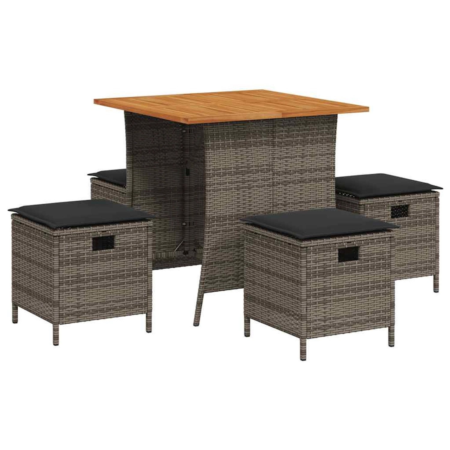 vidaXL 5-Tlg Garten-Essgruppe mit Kissen Grau Poly Rattan 365421 günstig online kaufen