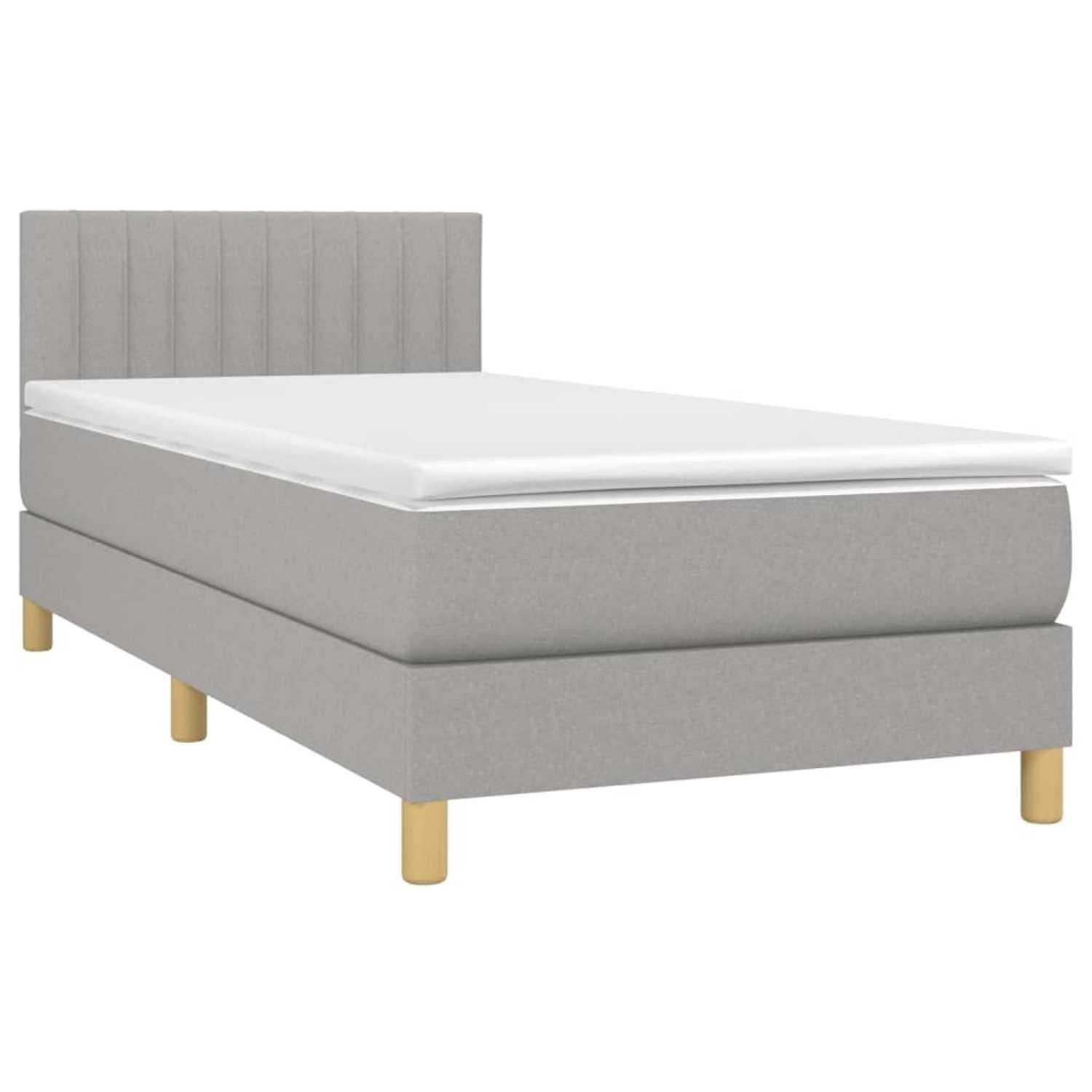 vidaXL Boxspringbett mit Matratze & LED Hellgrau 80x200 cm Stoff 3133829 günstig online kaufen