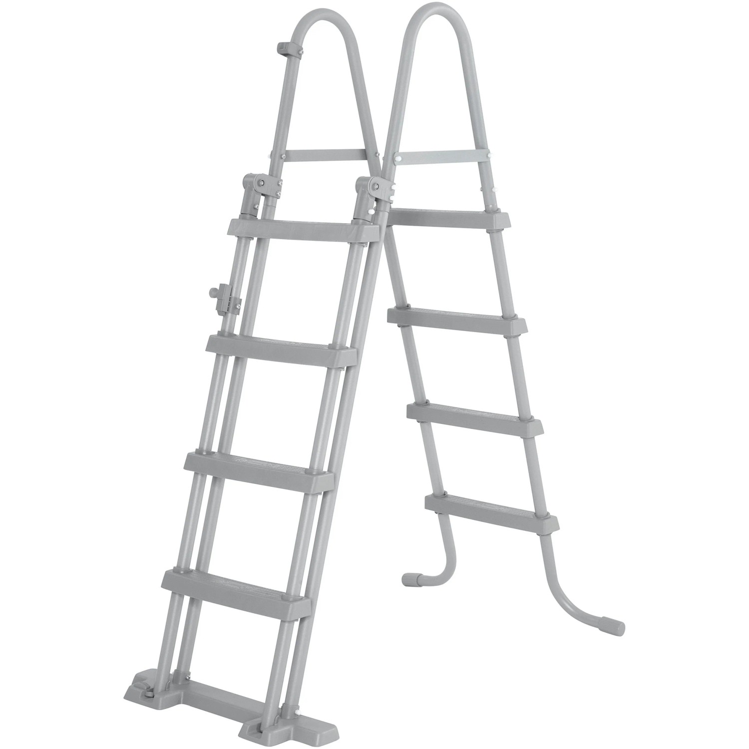 Graue Poolleiter für Bestway Steel Pro MAX Pool, sicherer Ein- und Ausstieg.