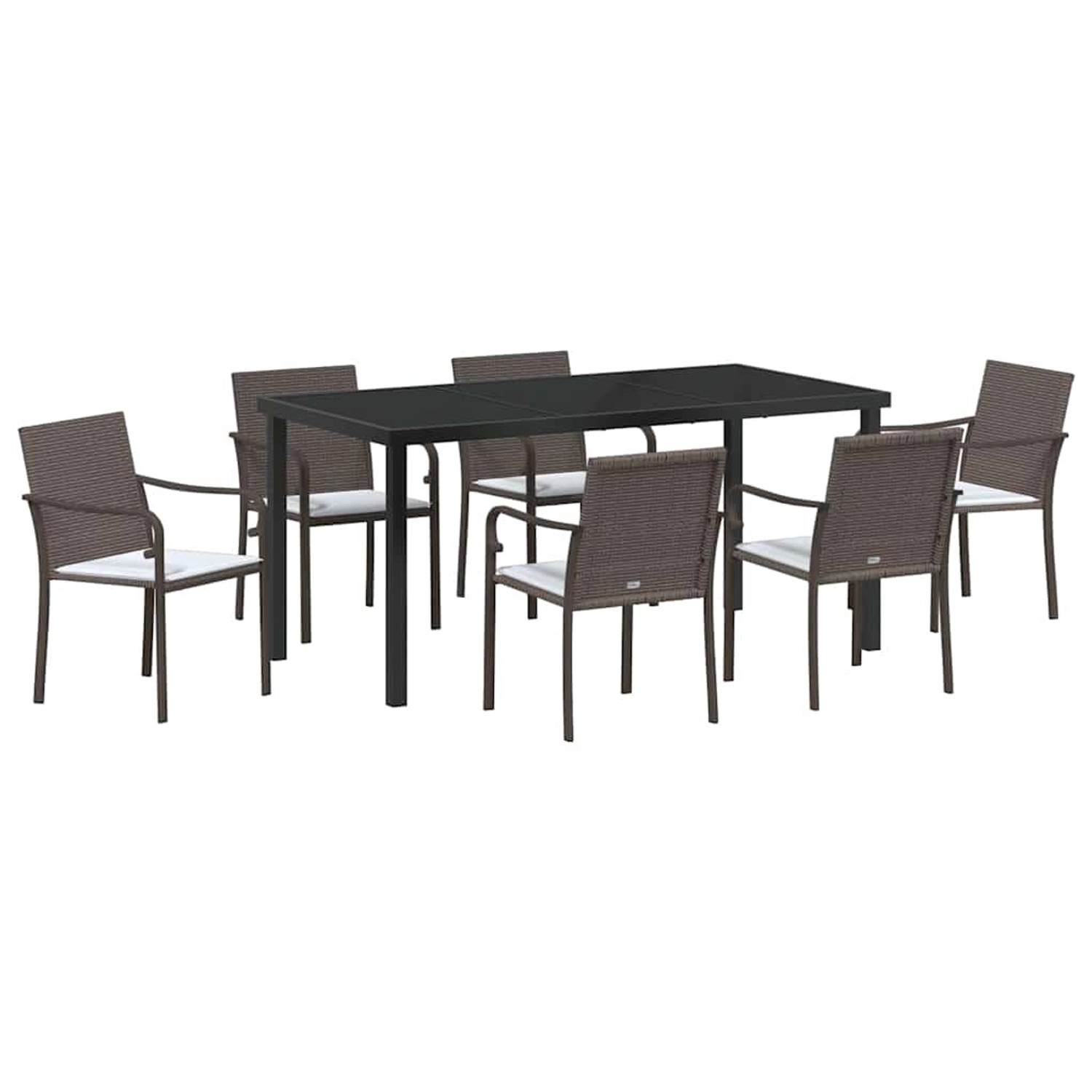vidaXL Garten Essgruppe 7-Tlg Braun Poly Rattan 3379048 günstig online kaufen