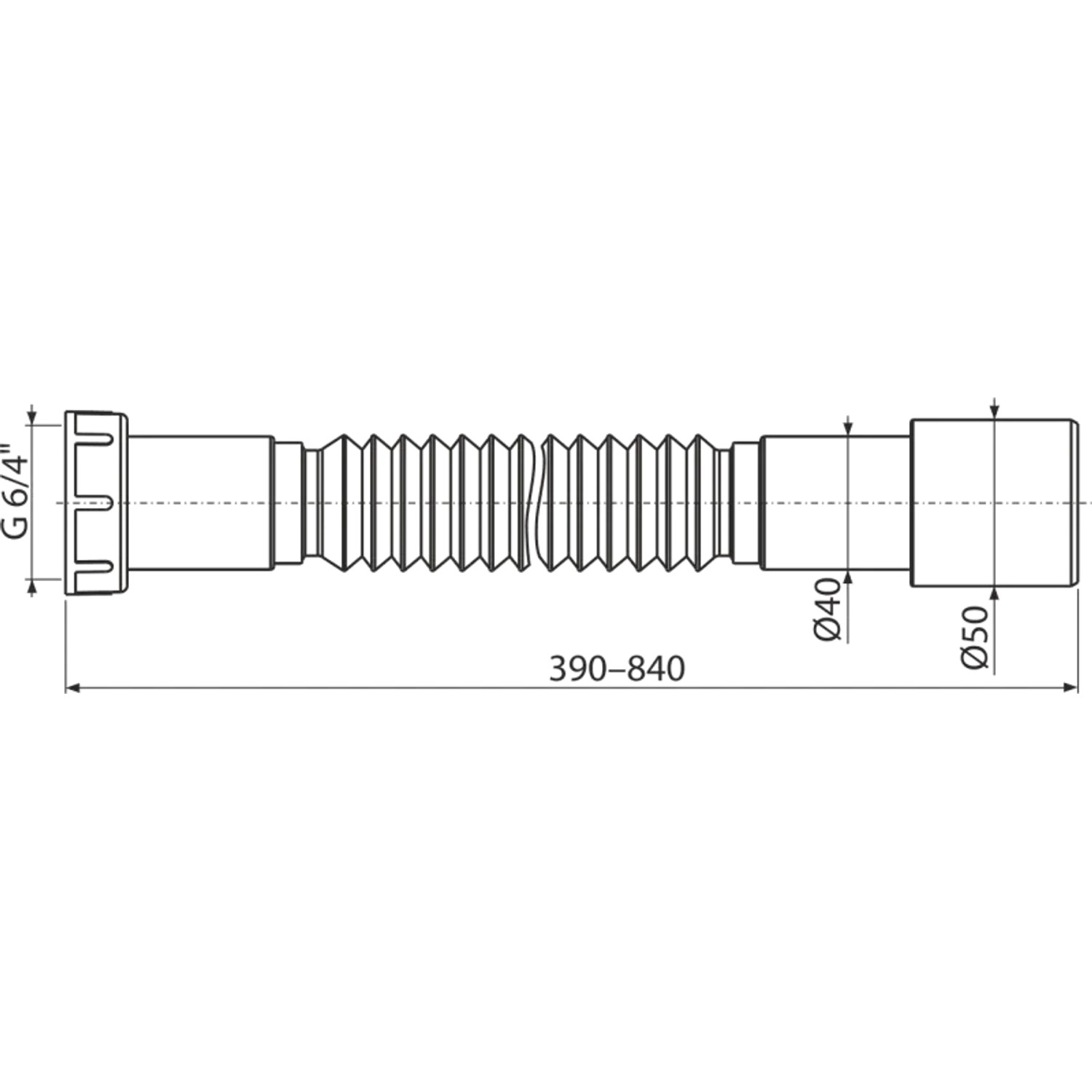 Alcadrain A770 Flexianschluss Kunststoffmutter 6/4" x 40/50 mm_2