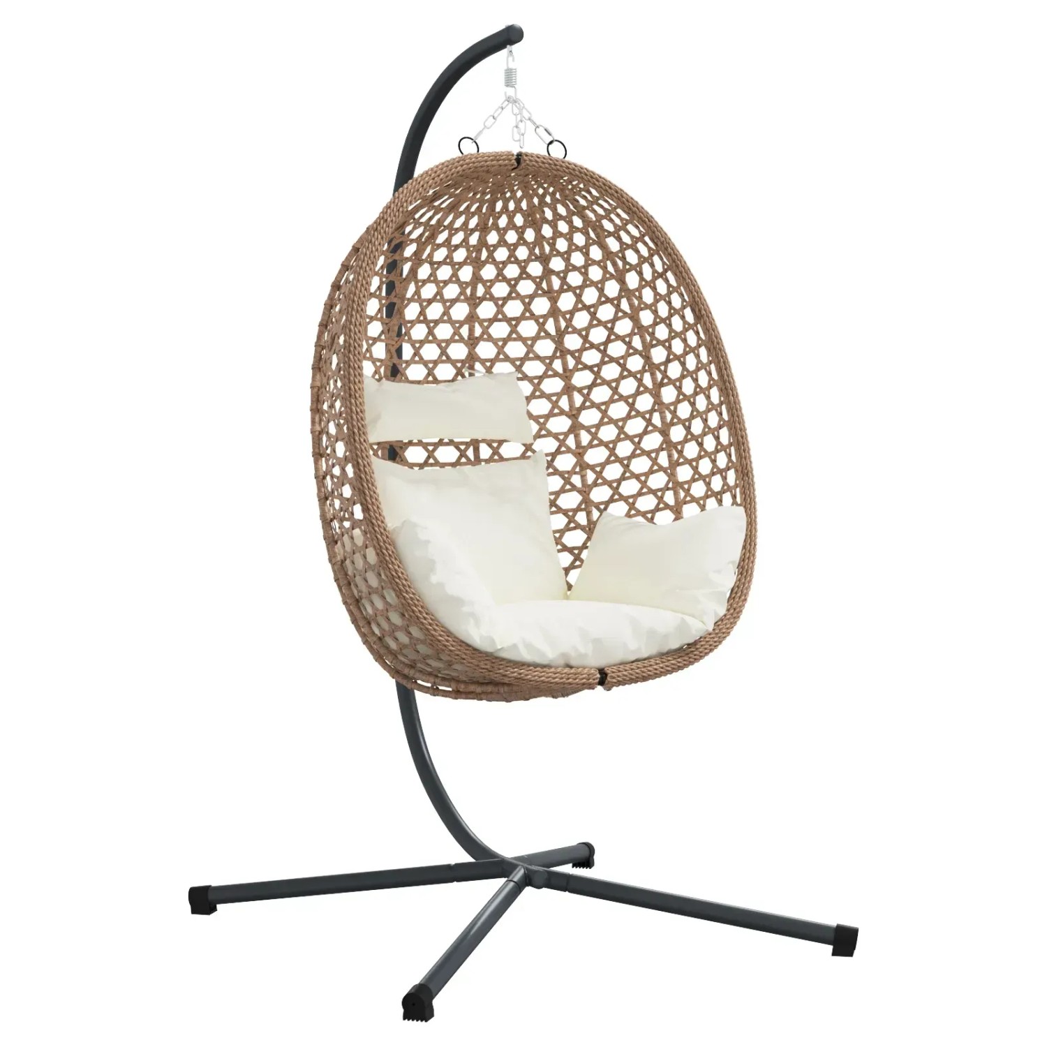 vidaXL Hängender Ei Stuhl Korb mit Ständer Kaffee Poly-Rattan 42003848