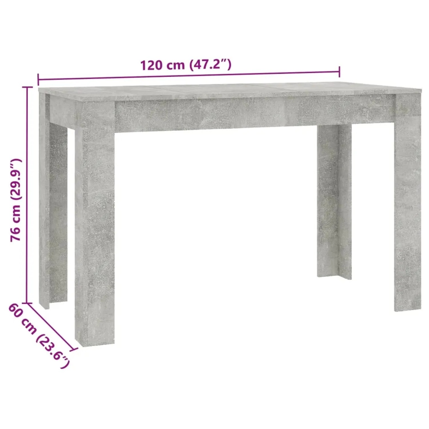 vidaXL Esszimmertisch 120 x 60 x 76 cm Betongrau Holzwerkstoff kaufen bei OBI
