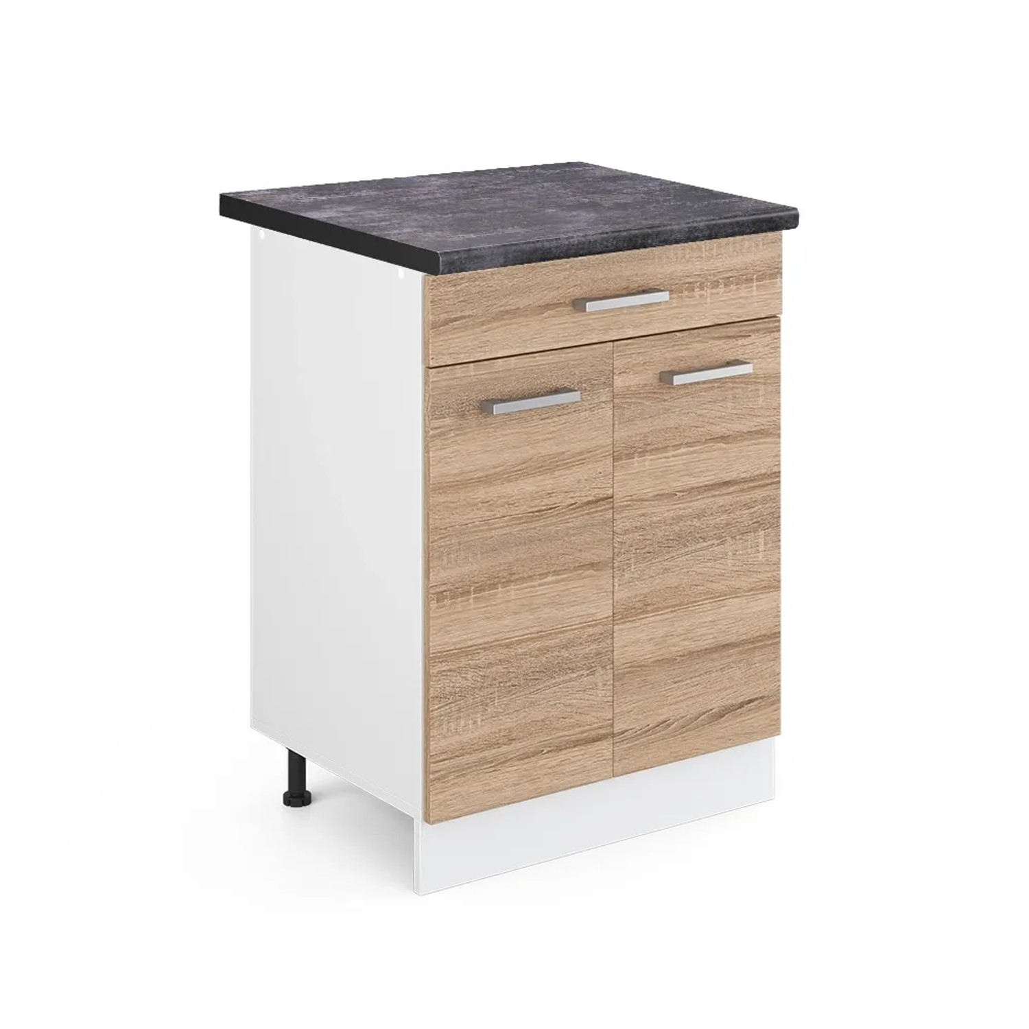 Vicco Küchenunterschrank R-Line Sonoma/Weiß 60 cm mit Schublade AP Anthrazit