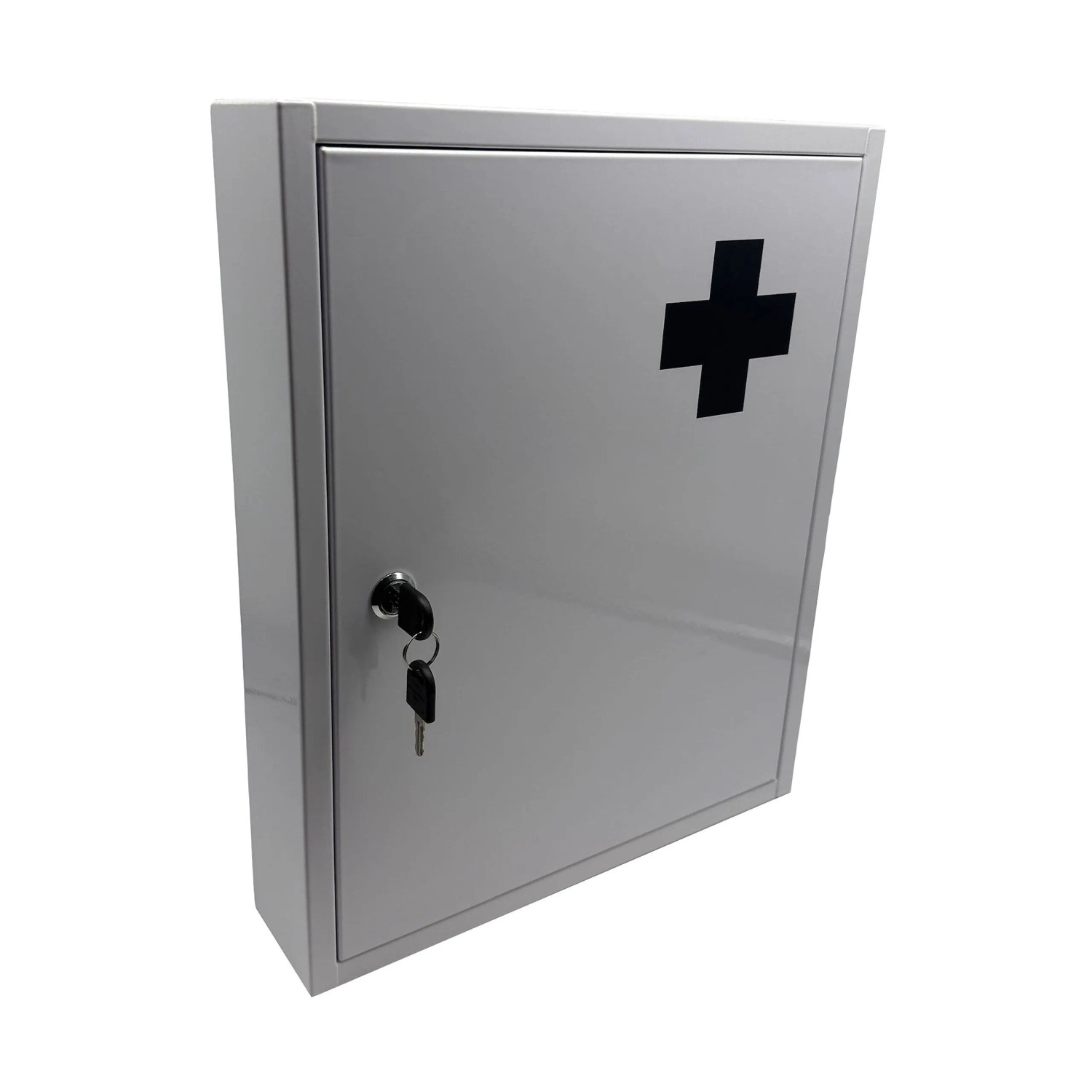 Relaxdays Medizinschrank Eisen Grau Abschließbar 43 cm x 35,5 cm x 8 cm 3 kg