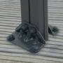 Detailaufnahme: Anthrazitfarbener Pfostenfuß des Palram Canopia Monaco Gartenpavillons.