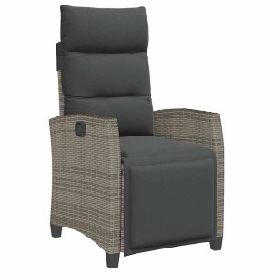 vidaXL Gartensessel mit Beistelltisch Verstellbar Grau Poly Rattan 4108276