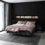 Schwarzes Schöner Wohnen Vorhangschienen-Set Emilia, 1-läufig, 230 cm, im Schlafzimmer mit dunkler Wand.