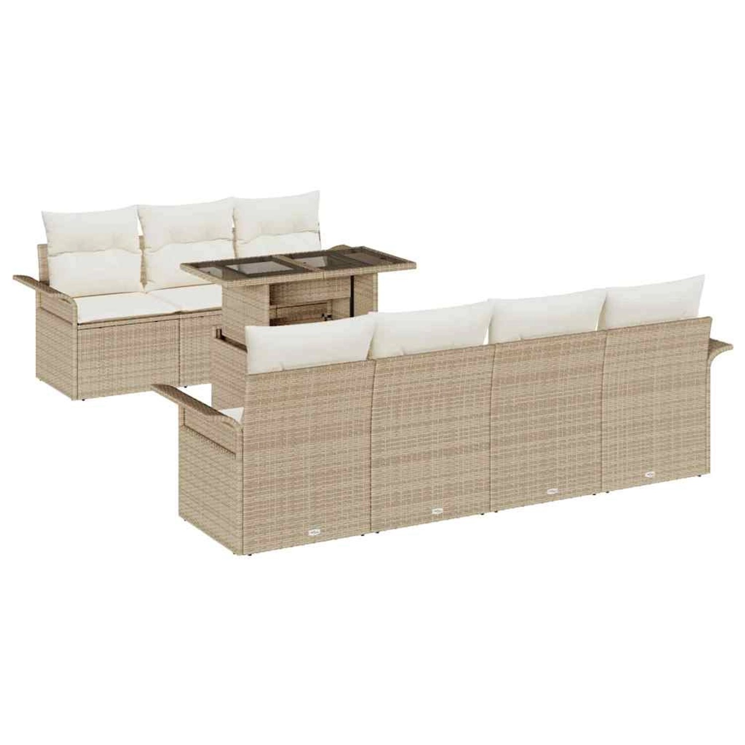 vidaXL Garten-Sofa-Set mit Kissen mit Speicher 8-Tlg Beige Poly Rattan 3356 günstig online kaufen