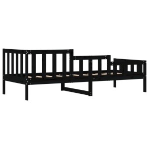 Schwarzes vidaXL Tagesbett (80x200 cm) aus Kiefernholz, ideal als Gästebett oder Sofa.