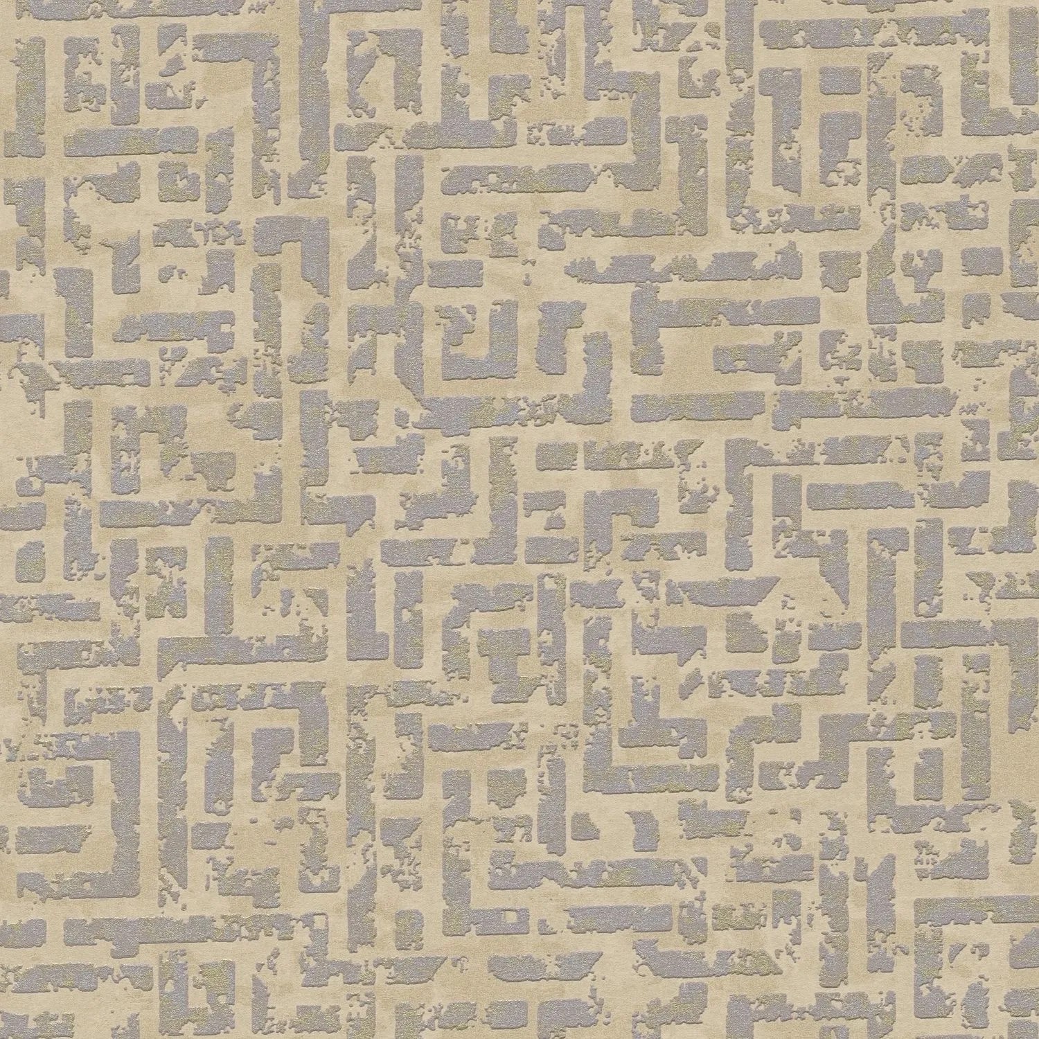 PROFHOME Vliestapete mit grafischem Muster in Braun, Silber und Beige.