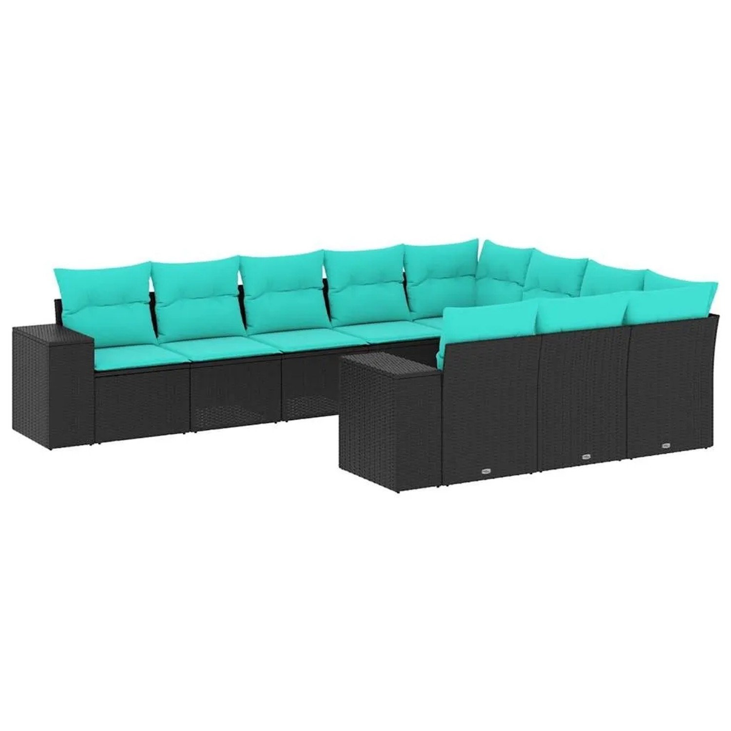 vidaXL 10-Tlg Gartensofa-Set mit Kissen Schwarz Polyrattan 3223086 günstig online kaufen